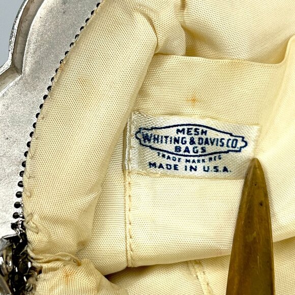 Large size Whiting Davis Silver Mesh Evening Bag Bejeweled MCM Disco Purse vtg - Picture 2 of 11